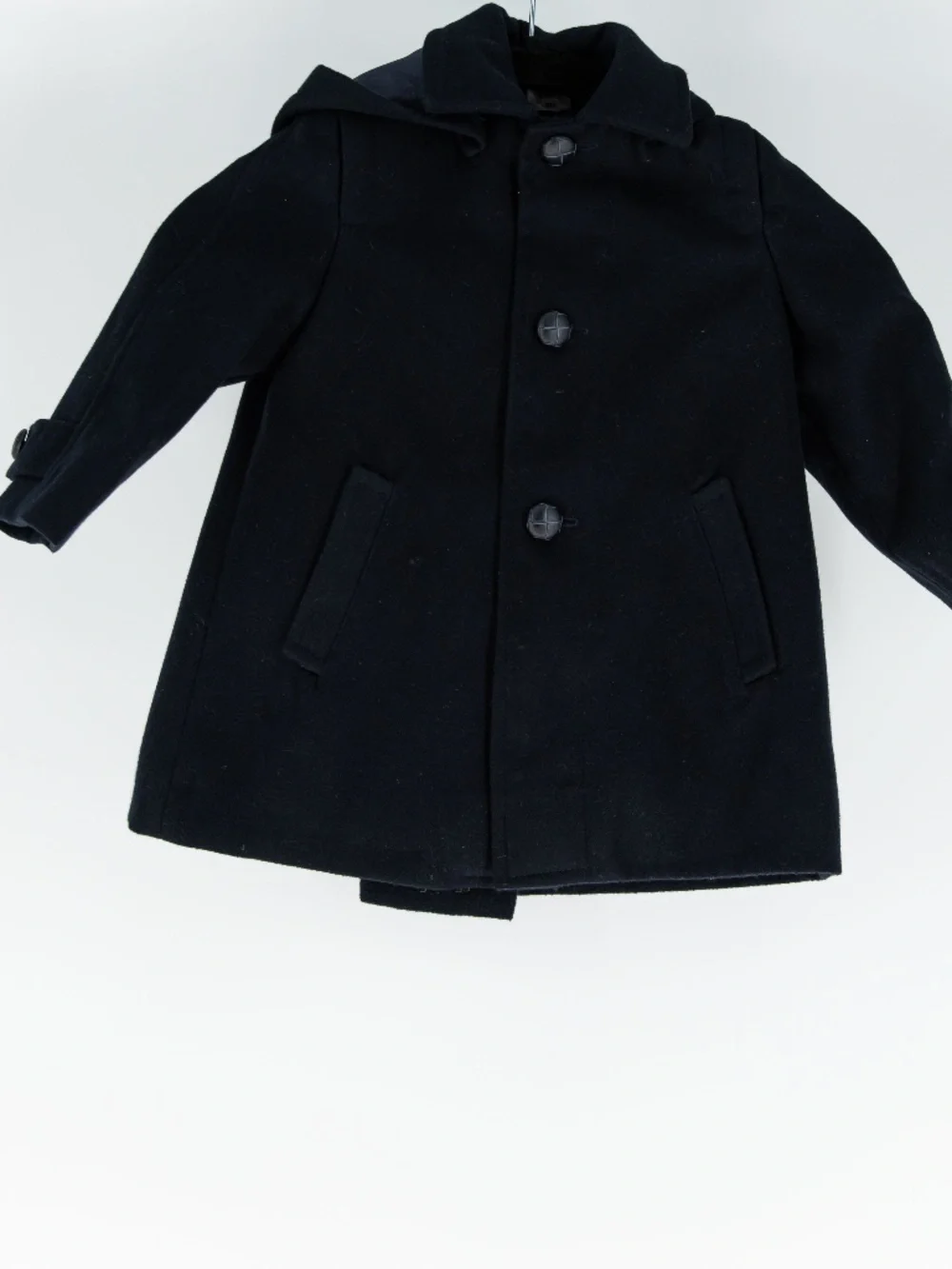 Baroni Firenze Made In Italy Kid's Felt Button Down Pea Coat Jacket Navy Blue